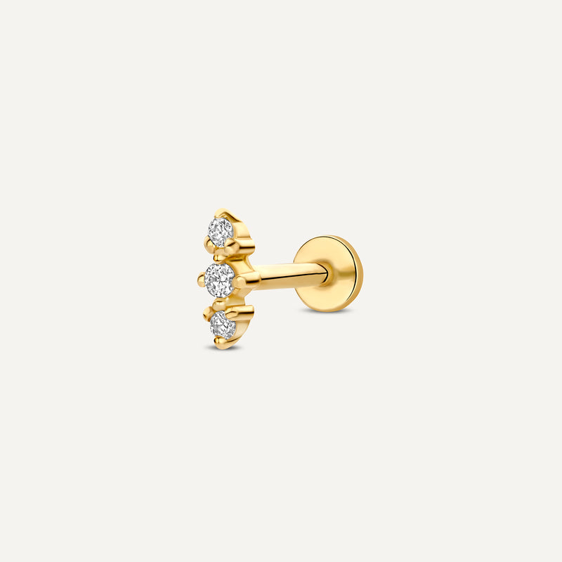 Drievoudige Diamant Staaf Piercing (0.02 ct)