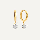 Six Prong Diamond Cluster Charm Hoop Earrings (0.15 ct)