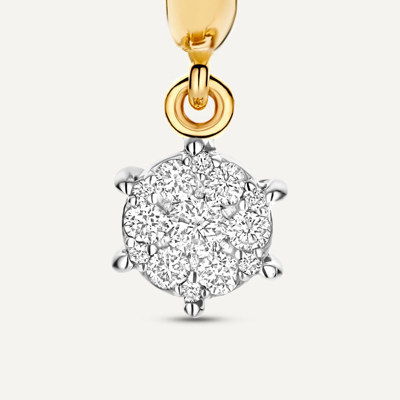 Six Prong Diamond Cluster Charm Hoop Earrings (0.15 ct)