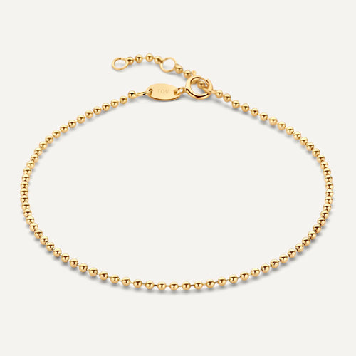 14 Karat Solid Gold Beaded Baby Curb Bracelets Set