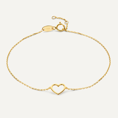 14 Karat Gold Open Heart Bracelet