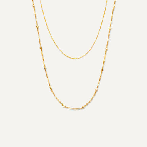 14 Karat Gold Stationed Spheres Essential Necklaces Set