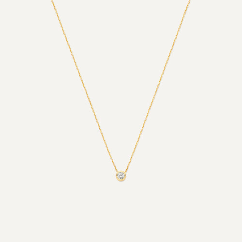 14 Karat Gold Bezel Set Cubic Zirconia Chain Pendant Necklace