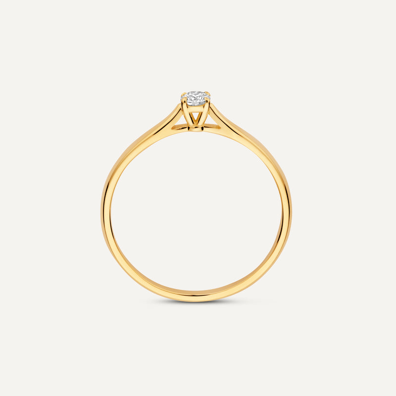 Four Prong Diamant Solitär Tapered Ring (0.10 ct)