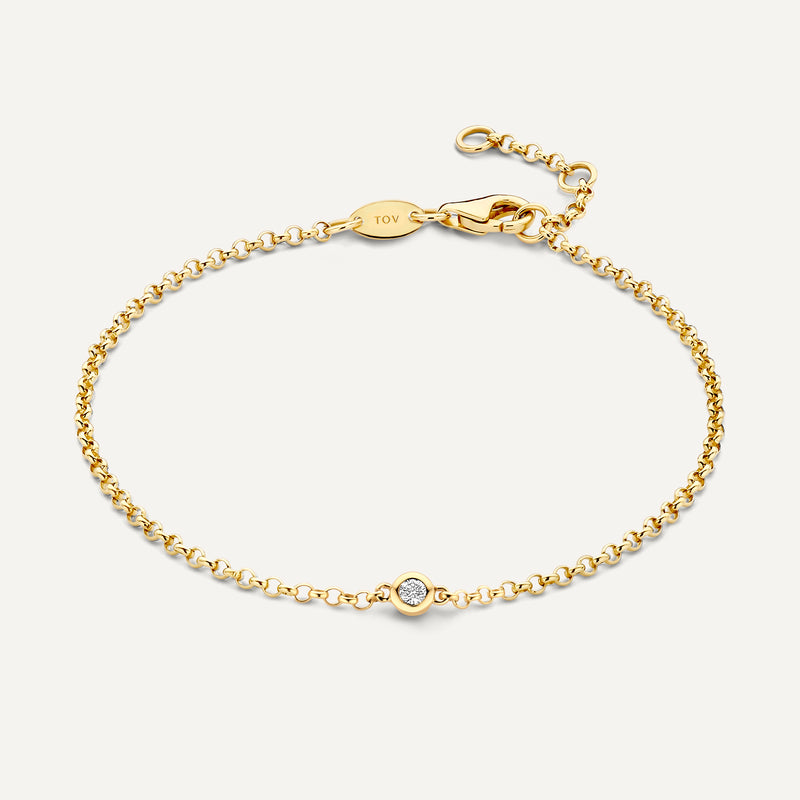 Brede Bezel Set Diamant Armband (0.05 ct)