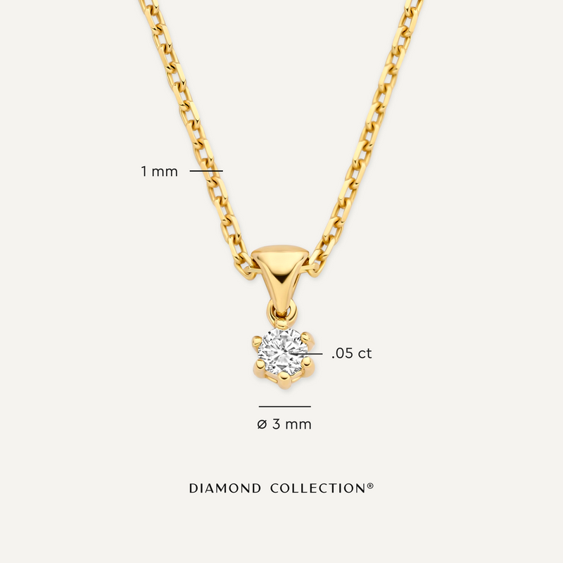 Six Prong Diamant Linked Pendant Ketting (0.05 ct)