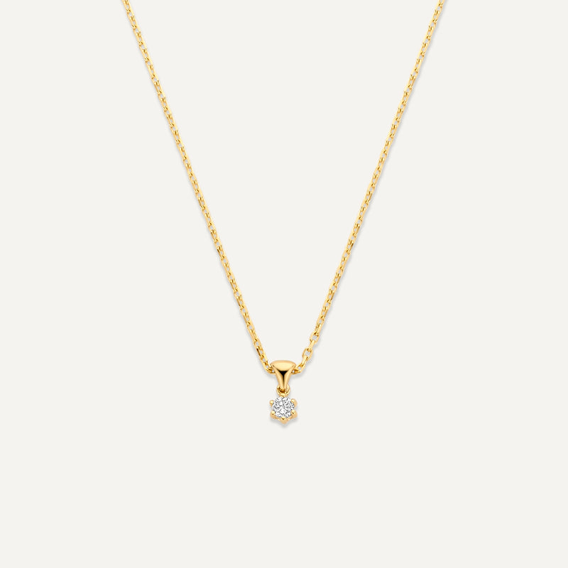 Six Prong Diamant Linked Pendant Ketting (0.05 ct)