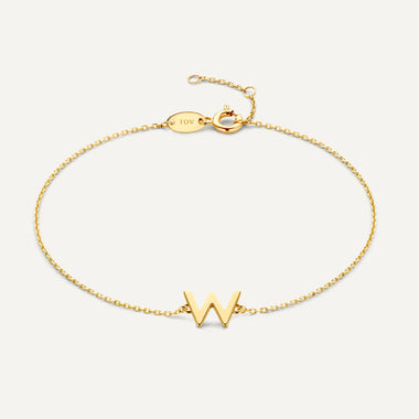 Oro de 14 Quilates Pulsera Essential con Inicial - 1