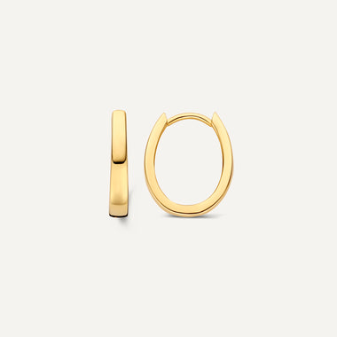 14 Karaat Goud Ovale Toelopende Kleine Hoops (15 mm) - 1