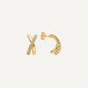 585er Gold Cubic Zirconia Crossover Huggie Hoops (11 mm) - 1