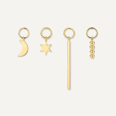 14 Karat Gold Bar Hoop Charm - 9
