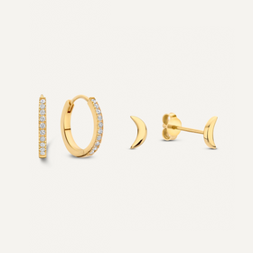 Pavé Zirkonia Mond Ohrringe Set