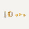 14 Karat Gold Pavé Zirconia Hoops Sphere Earrings Set - 1