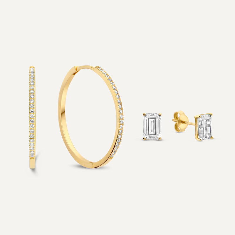 Pavé Zirkonia Grote Hoops Oorbellen Set