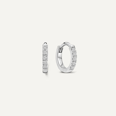 14 Karat White Gold with Diamonds Pavé Diamond Mini Huggie Hoops (8mm) (0.05 ct) - 1