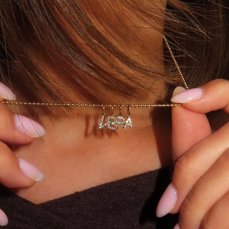 Pavé Diamond Initial Letter Charm