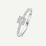 Pavé Four Prong Diamond Halo Ring (0.13 ct)