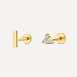 Diamant Lotus Stav Piercing Sæt (0.02 ct)