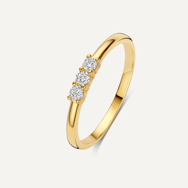 14 Karat Gold Cubic Zirconia Threaded Three-Stone Ring - 1