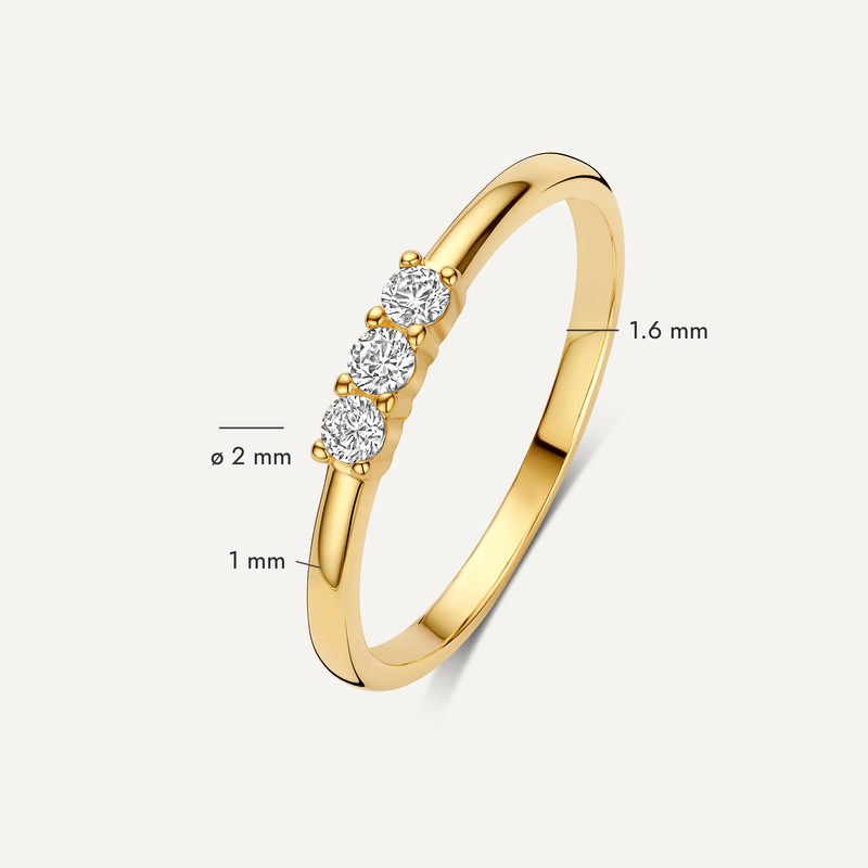 Zirkonia Geschakelde Drie-Stenen Ring