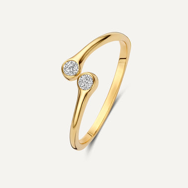 14 Karat Gold Cubic Zirconia Open Spiral Ring - 1