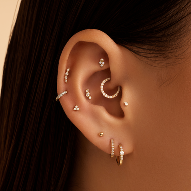 Oro de 14 Quilates con Diamantes Diamond Esfera Cluster Piercing (0.02 ct) - 2