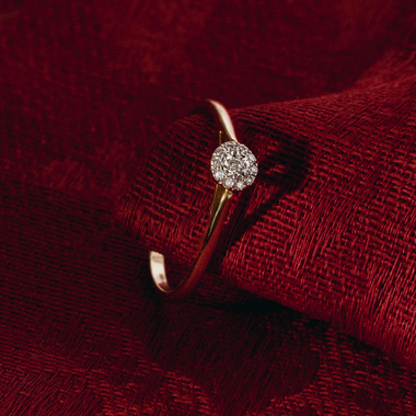 14 Karat Gold with Diamonds Diamond Halo Ring (0.05 ct) - 6