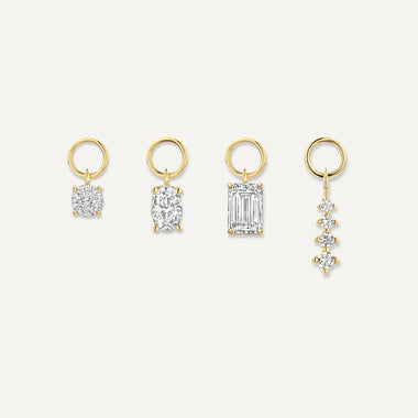 14 Karaat Goud Emerald Cut Zirkonia Oorbel Bedel - 8
