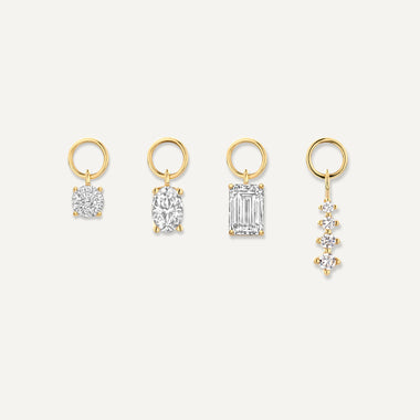 14 Karat Gold Cubic Zirconia Hoop Charms Set - 1