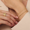 Or 14 Carats Bracelet Chaîne Fin Figaro - 3