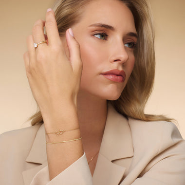 14 Karat Gold Linked Heart Bracelet - 8