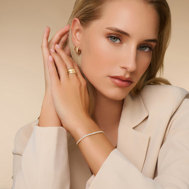 14 Karat Gold Cubic Zirconia Tennis Bracelet (18.5cm) - 10