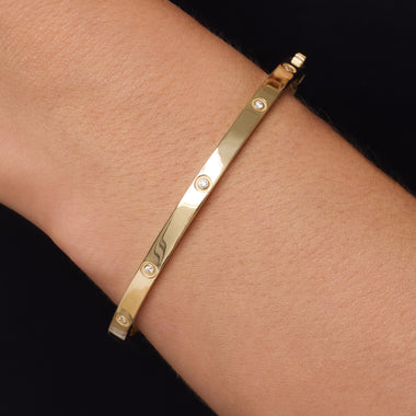 14 Karaat Goud Bezel Set Zirkonia Eternity Bangle - 3