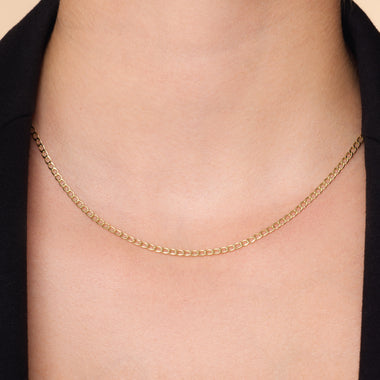 14 Karat Gold Slim Curb Chain Necklace - 2
