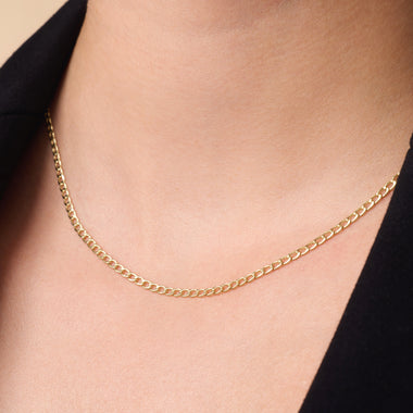 14 Karat Gold Slim Curb Chain Necklace - 3