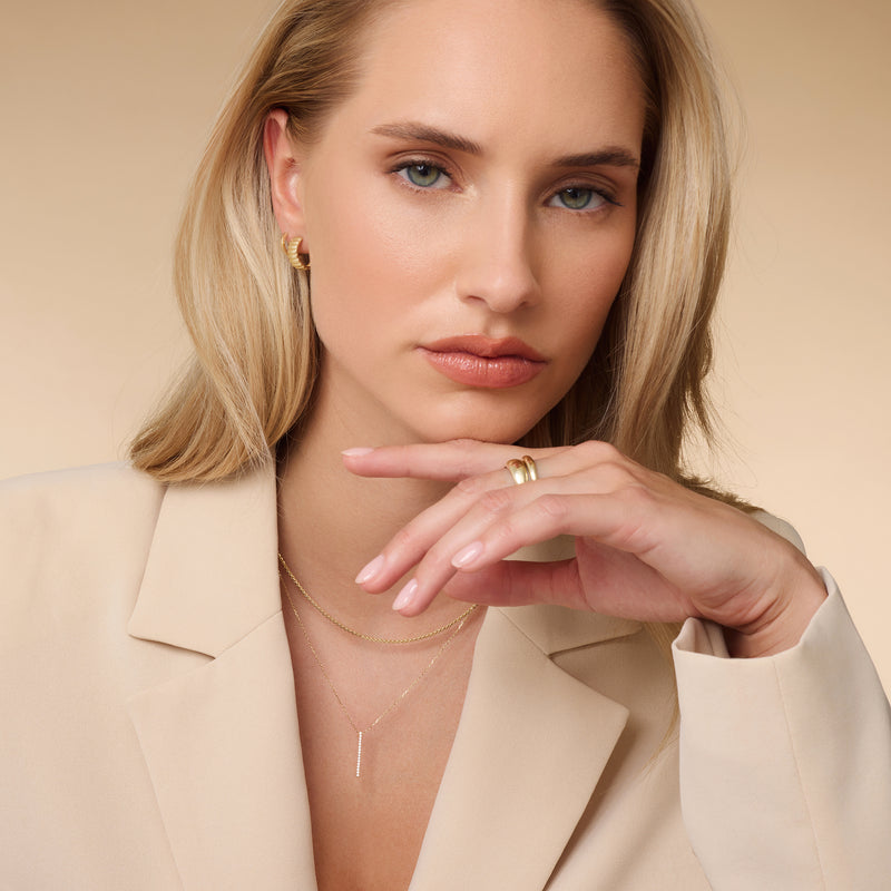 Pavé Zirkonia Verticale Staaf Pendant Ketting