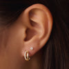 14 Karat Gold Pavé Cubic Zirconia Double Huggie Hoops (12mm) - 2