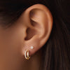 585er Gold Pavé Zirkonia Doppel Huggie Hoops (12mm) - 2