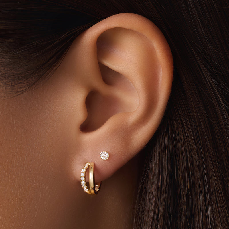 Pavé Zirkonia Doppel Huggie Hoops (12mm)