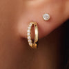 14 Karat Gold Pavé Cubic Zirconia Double Huggie Hoops (12mm) - 3