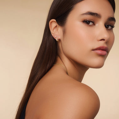 585er Gold Pavé Zirkonia Doppel Huggie Hoops (12mm) - 7