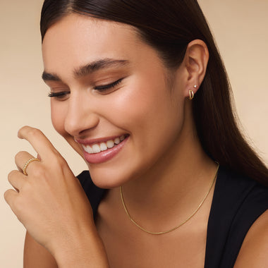 14 Karaat Goud Mini Four Prong Round Cut Zirkonia Oorknopjes - 8