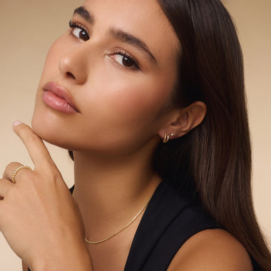 14 Karat Gold Twisted Double Huggie Hoops (12mm) - 7