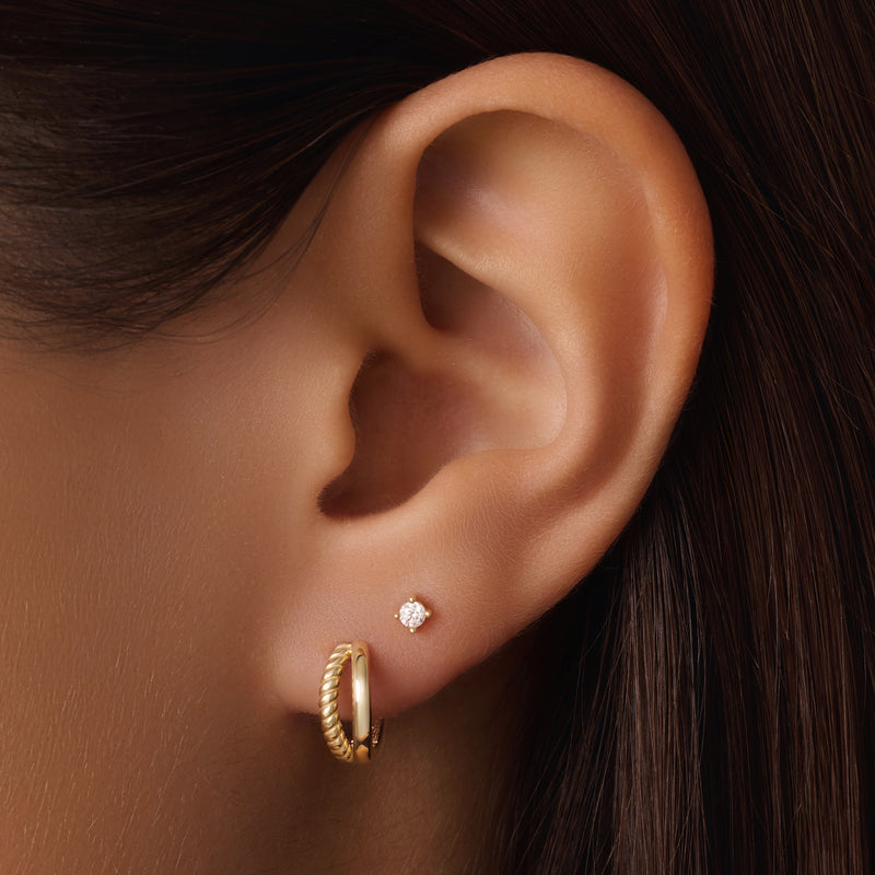 Mini Four Prong Round Cut Cubic Zirconia Studs