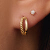 14 Karat Gold Twisted Double Huggie Hoops (12mm) - 3