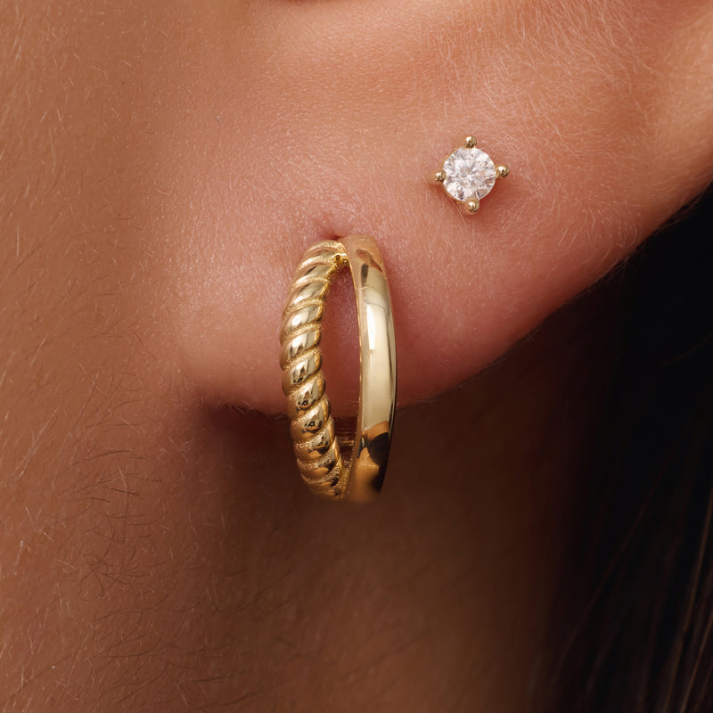 Twisted Double Huggie Hoops (12mm)
