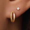 585er Gold Gedrehte Doppel Huggie Hoops (12mm) - 3