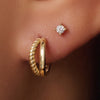 14 Karaat Goud Mini Four Prong Round Cut Zirkonia Oorknopjes - 3