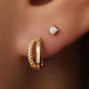 14 Karat Gold Mini Four Prong Round Cut Cubic Zirconia Studs - 3