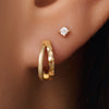 14 Karat Gold Hammered Double Huggie Hoops (12mm) - 3